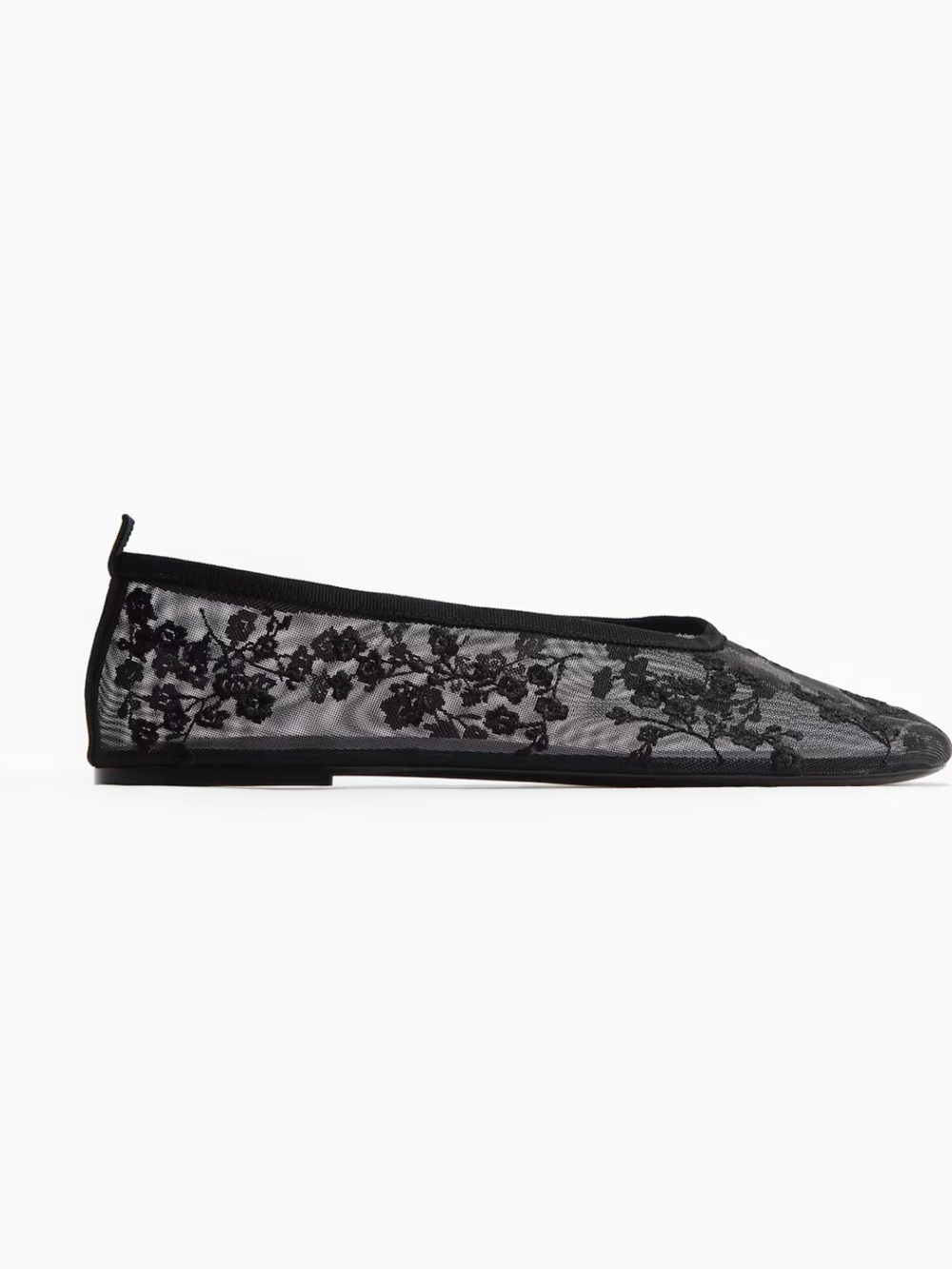 H&M Black Floral Lace Ballet Flat